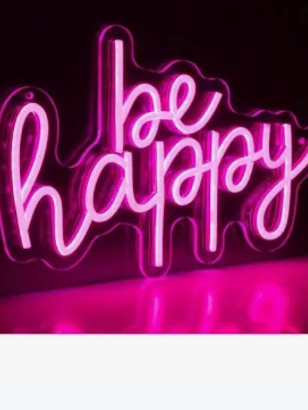 LED Neon Pink 'be happy' sign